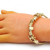 Oro Laminado Fancy Bracelet, Gold Filled Style Elephant and Little Girl Design, Polished, Golden Finish, 03.63.2264.07