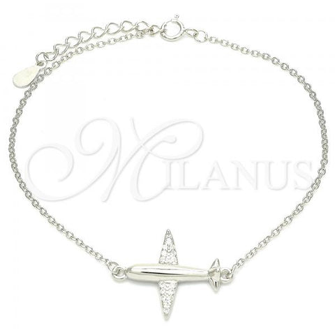 Sterling Silver Fancy Bracelet, with White Micro Pave, Polished, Rhodium Finish, 03.336.0059.07