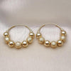 Oro Laminado Medium Hoop, Gold Filled Style Ball and Hollow Design, Matte Finish, Golden Finish, 02.170.0464.35