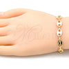 Oro Laminado Basic Bracelet, Gold Filled Style Puff Mariner Design, Polished, Golden Finish, 04.326.0002.08