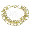 Oro Laminado Charm Bracelet, Gold Filled Style Chunky Design, Polished, Golden Finish, 03.331.0184.08