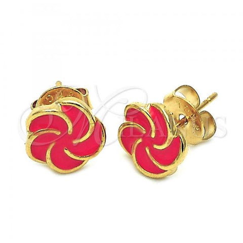 Oro Laminado Stud Earring, Gold Filled Style Flower Design, Orange Enamel Finish, Golden Finish, 02.64.0338 *PROMO*