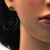 Stainless Steel Stud Earring, with Dark Peridot Crystal, Polished, Golden Finish, 02.271.0007.6