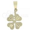 Oro Laminado Fancy Pendant, Gold Filled Style Flower Design, Diamond Cutting Finish, Golden Finish, 5.183.048