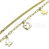 Oro Laminado Charm Bracelet, Gold Filled Style Butterfly and Paperclip Design, Polished, Golden Finish, 03.213.0185.07