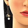 Oro Laminado Threader Earring, Gold Filled Style Elephant Design, with Black Micro Pave, Polished, Golden Finish, 02.210.0338.2
