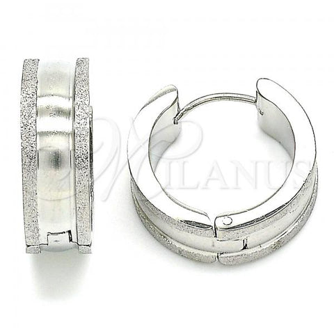 Stainless Steel Huggie Hoop, Matte Finish, Steel Finish, 02.230.0060.20