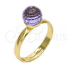 Oro Laminado Multi Stone Ring, Gold Filled Style with Amethyst Swarovski Crystals, Polished, Golden Finish, 01.239.0006.7 (One size fits all)