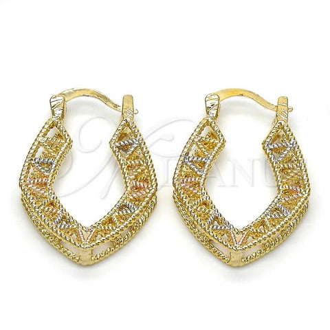 Oro Laminado Small Hoop, Gold Filled Style Polished, Tricolor, 02.102.0034.20