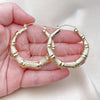 Oro Laminado Large Hoop, Gold Filled Style Hollow and Bamboo Design, Polished, Golden Finish, 02.60.0149.50