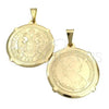 Oro Laminado Religious Pendant, Gold Filled Style Coin Design, Polished, Golden Finish, 05.58.0007.25