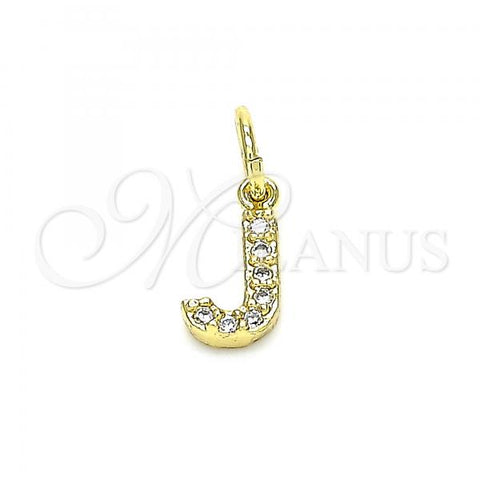 Oro Laminado Fancy Pendant, Gold Filled Style Initials Design, with White Cubic Zirconia, Polished, Golden Finish, 05.341.0030