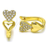 Oro Laminado Huggie Hoop, Gold Filled Style Heart Design, with White Cubic Zirconia, Polished, Golden Finish, 02.283.0131.12