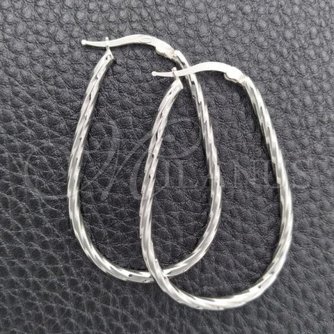 Sterling Silver Medium Hoop, Diamond Cutting Finish, Silver Finish, 02.389.0095.40