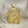 Oro Laminado Religious Pendant, Gold Filled Style Jesus Design, Polished, Golden Finish, 05.253.0121
