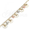 Oro Laminado Charm Anklet , Gold Filled Style Rattle Charm and Ball Design, Polished, Tricolor, 03.331.0082.10