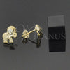 Oro Laminado Stud Earring, Gold Filled Style Elephant Design, with White Cubic Zirconia, Polished, Golden Finish, 02.09.0050