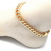 Oro Laminado Basic Anklet, Gold Filled Style Miami Cuban Design, Polished, Golden Finish, 04.63.0130.1.10