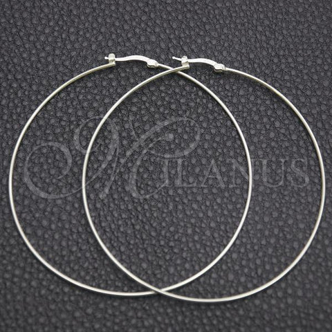 Sterling Silver Large Hoop, Hollow Design, Polished, Silver Finish, 02.389.0187.70