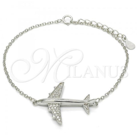 Sterling Silver Fancy Bracelet, with White Cubic Zirconia, Polished, Rhodium Finish, 03.336.0037.07
