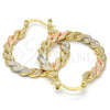 Oro Laminado Medium Hoop, Gold Filled Style Polished, Tricolor, 02.170.0192.1.30