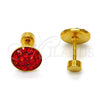 Stainless Steel Stud Earring, with Garnet Crystal, Polished, Golden Finish, 02.271.0007.5