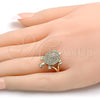 Oro Laminado Multi Stone Ring, Gold Filled Style Turtle Design, with White and Ruby Micro Pave, Polished, Golden Finish, 01.100.0002.07 (Size 7)
