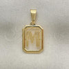 Oro Laminado Fancy Pendant, Gold Filled Style Initials Design, Polished, Golden Finish, 05.02.0069.13