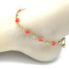 Oro Laminado Fancy Anklet, Gold Filled Style Flower Design, Enamel Finish, Golden Finish, 03.213.0015.5.10