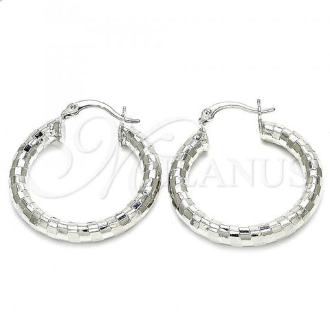 Rhodium Plated Medium Hoop, Polished, Rhodium Finish, 5.139.028.1.30