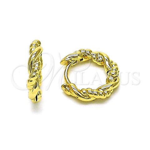 Oro Laminado Huggie Hoop, Gold Filled Style Polished, Golden Finish, 02.213.0614.15