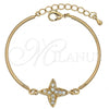 Oro Laminado Fancy Bracelet, Gold Filled Style Butterfly Design, with White Cubic Zirconia, Polished, Golden Finish, 03.65.1133