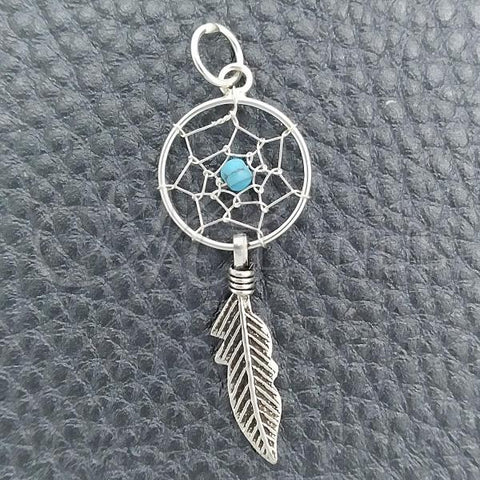 Sterling Silver Fancy Pendant, Leaf Design, Polished, Silver Finish, 05.399.0002