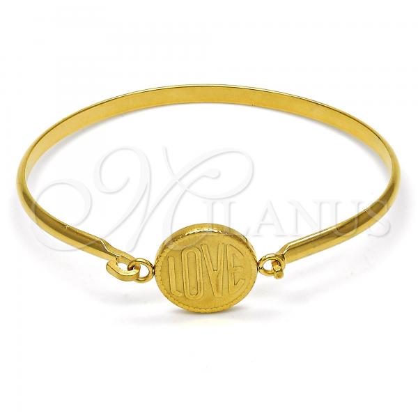 Stainless Steel Individual Bangle, Love Design, Polished, Golden Finish, 07.110.0015.04 (04 MM Thickness, Size 4 - 2.25 Diameter)