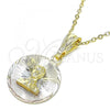 Oro Laminado Religious Pendant, Gold Filled Style Diamond Cutting Finish, Tricolor, 05.351.0197