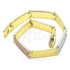 Oro Laminado Solid Bracelet, Gold Filled Style Polished, Tricolor, 03.102.0059.08