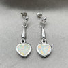 Sterling Silver Dangle Earring, Heart Design, with White Opal, Polished, Silver Finish, 02.391.0004