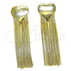 Oro Laminado Long Earring, Gold Filled Style Heart Design, Polished, Golden Finish, 02.341.0150