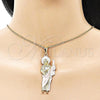 Oro Laminado Religious Pendant, Gold Filled Style San Judas Design, Diamond Cutting Finish, Tricolor, 05.213.0062.1