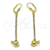 Oro Laminado Long Earring, Gold Filled Style Heart Design, with Cubic Zirconia, Golden Finish, 5.111.001