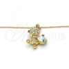 Oro Laminado Pendant Necklace, Gold Filled Style Teddy Bear Design, with Aurore Boreale Swarovski Crystals, Polished, Golden Finish, 04.239.0041.4.18
