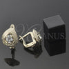 Oro Laminado Leverback Earring, Gold Filled Style Teardrop Design, with White Cubic Zirconia, Diamond Cutting Finish, Golden Finish, 5.127.047.2