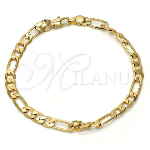 Gold Tone Basic Bracelet, Figaro Design, Polished, Golden Finish, 04.242.0016.08GT