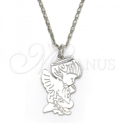 Rhodium Plated Pendant Necklace, Angel Design, Polished, Rhodium Finish, 04.106.0031.1.20