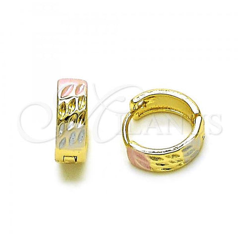Oro Laminado Huggie Hoop, Gold Filled Style Polished, Tricolor, 02.213.0510.12