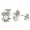 Sterling Silver Stud Earring, with White Cubic Zirconia, Polished, Rhodium Finish, 02.369.0006