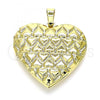 Oro Laminado Locket Pendant, Gold Filled Style Heart Design, Polished, Golden Finish, 05.117.0030