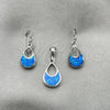 Sterling Silver Earring and Pendant Adult Set, Teardrop Design, with Bermuda Blue Opal, Polished, Silver Finish, 10.391.0010