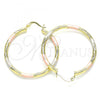 Oro Laminado Medium Hoop, Gold Filled Style Diamond Cutting Finish, Tricolor, 02.213.0244.40