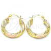 Oro Laminado Small Hoop, Gold Filled Style Polished, Tricolor, 02.170.0249.25